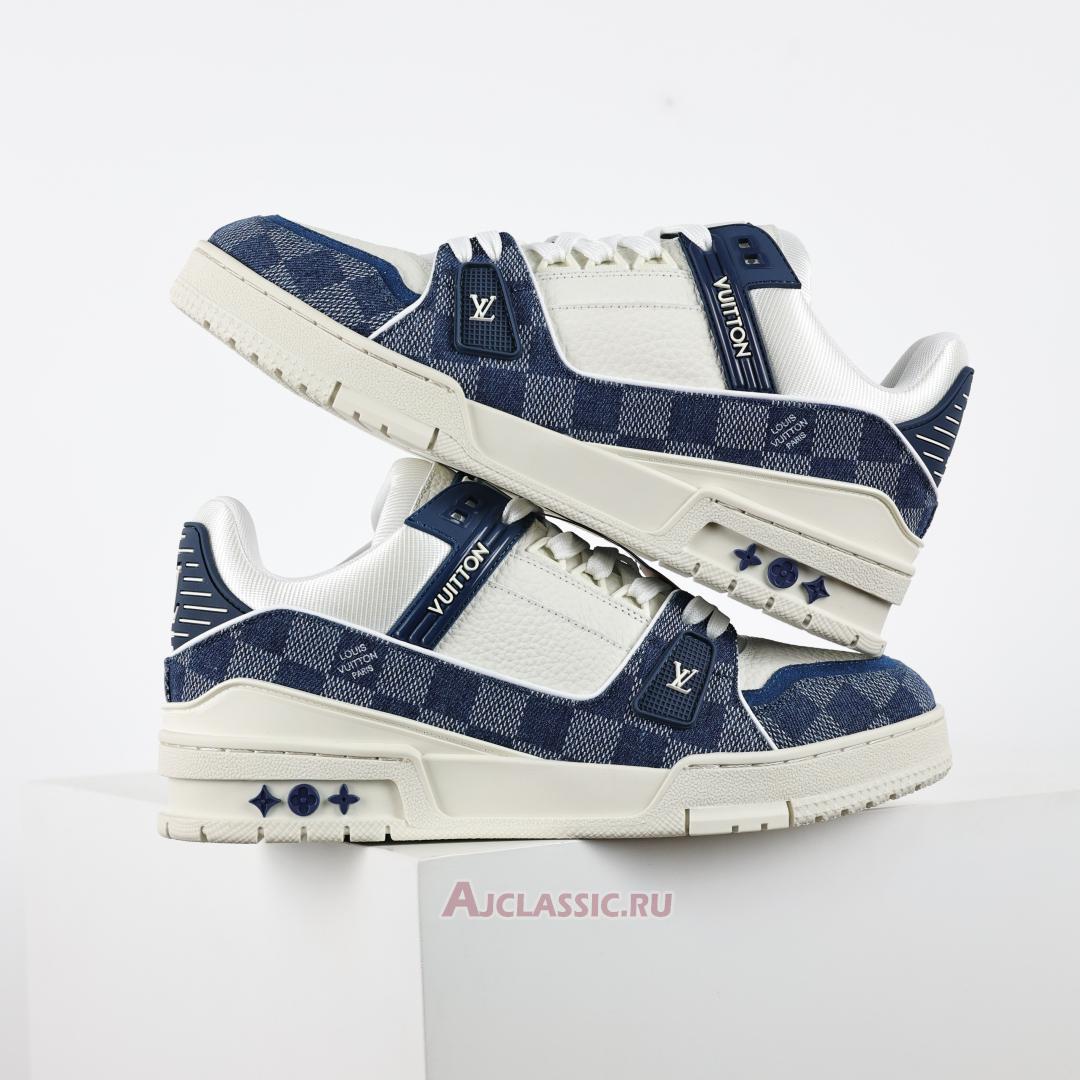 New Louis Vuitton LV Trainers Sneaker "Blue Damier Denim Calf Leather" 1ACWCZ Shoes