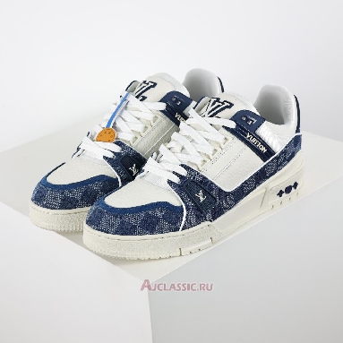 Buy Louis Vuitton LV Trainers Sneaker Blue Damier Denim Calf Leather Blue 1ACWCZ Quality Reps Replicas Shoes