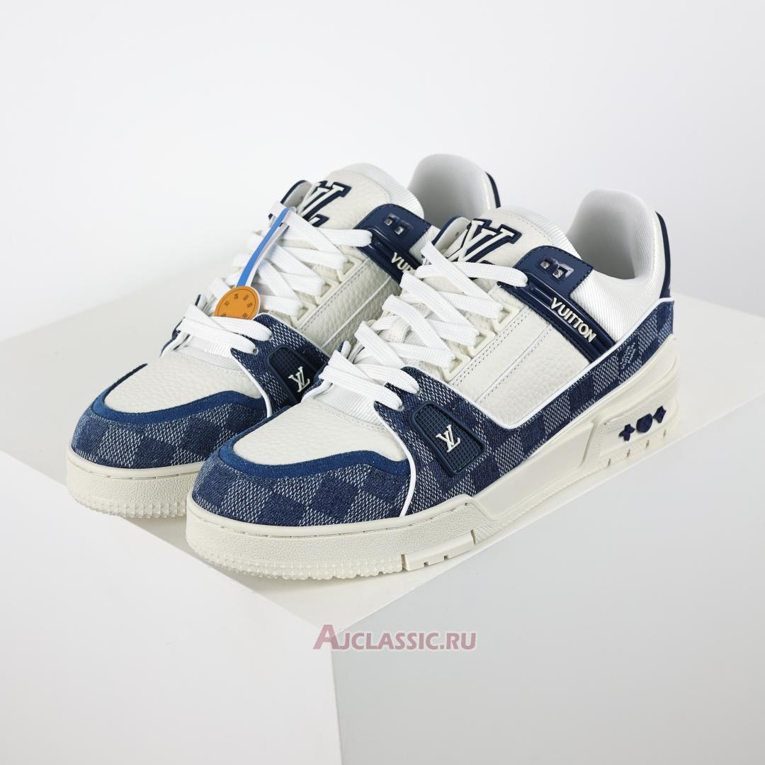 New Louis Vuitton LV Trainers Sneaker "Blue Damier Denim Calf Leather" 1ACWCZ Shoes