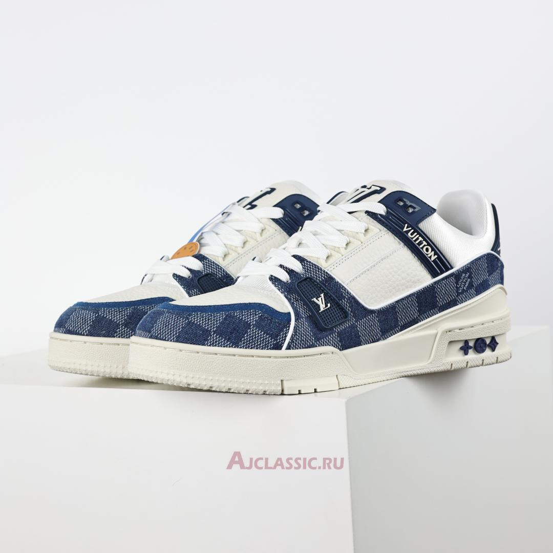 New Louis Vuitton LV Trainers Sneaker "Blue Damier Denim Calf Leather" 1ACWCZ Shoes