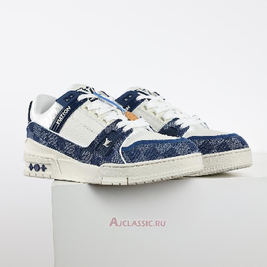 Buy Louis Vuitton LV Trainers Sneaker Blue Damier Denim Calf Leather Blue 1ACWCZ Quality Reps Replicas Shoes