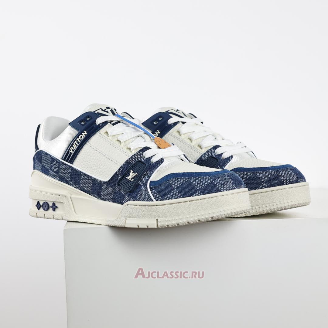 New Louis Vuitton LV Trainers Sneaker "Blue Damier Denim Calf Leather" 1ACWCZ Shoes