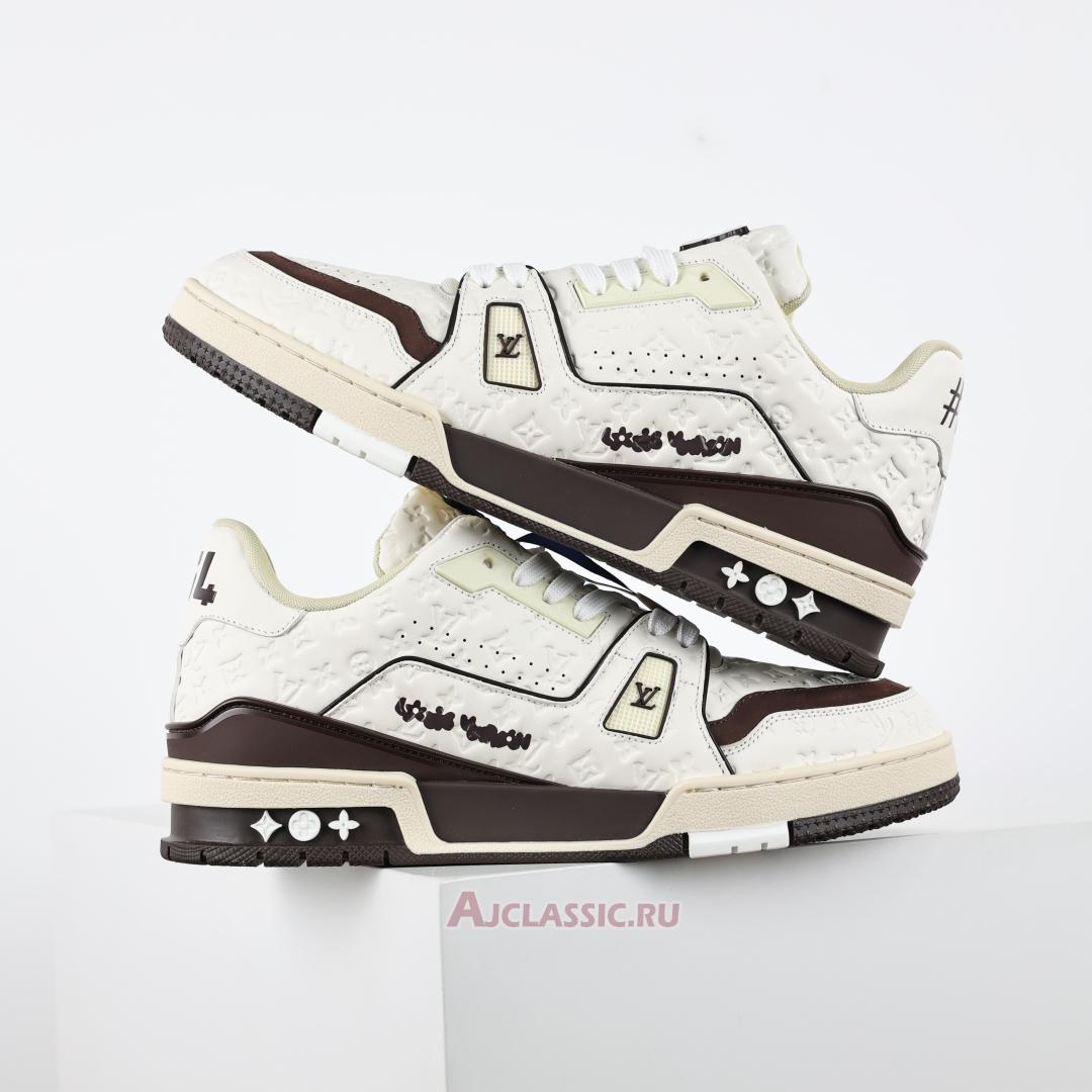 New Tyler the Creator x Louis Vuitton LV Trainers Sneaker "White Mocha" 1ACR5I-2 Shoes