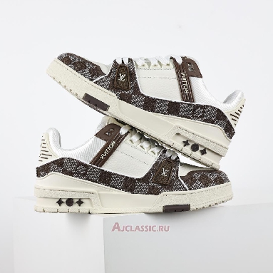 Buy Louis Vuitton LV Trainers Sneaker Mocha Brown Damier Denim Brown 1ACPRL Quality Reps Replicas Shoes