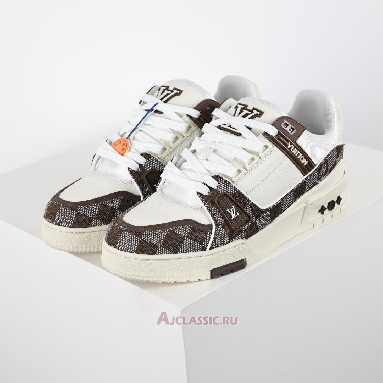 Buy Louis Vuitton LV Trainers Sneaker Mocha Brown Damier Denim Brown 1ACPRL Quality Reps Replicas Shoes