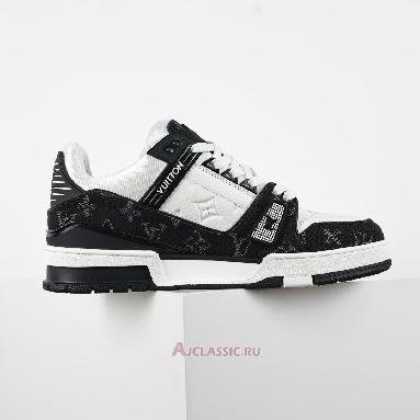 Buy Louis Vuitton LV Trainers Sneaker Black White Monogram Denim Black 1A9JG9 Quality Reps Replicas Shoes