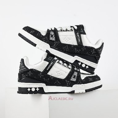Buy Louis Vuitton LV Trainers Sneaker Black White Monogram Denim Black 1A9JG9 Quality Reps Replicas Shoes