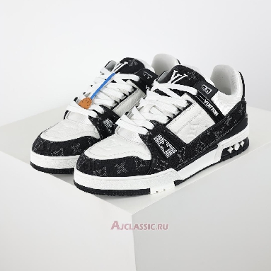 Buy Louis Vuitton LV Trainers Sneaker Black White Monogram Denim Black 1A9JG9 Quality Reps Replicas Shoes