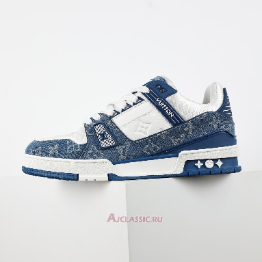 Buy Louis Vuitton LV Trainers Sneaker Blue White Monogram Denim Blue 1A9JGS-2 Quality Reps Replicas Shoes