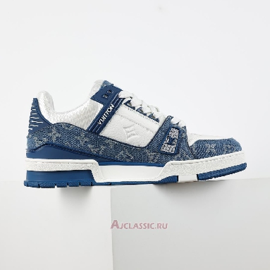 Buy Louis Vuitton LV Trainers Sneaker Blue White Monogram Denim Blue 1A9JGS-2 Quality Reps Replicas Shoes