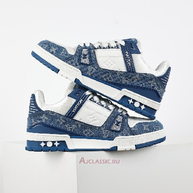 Buy Louis Vuitton LV Trainers Sneaker Blue White Monogram Denim Blue 1A9JGS-2 Quality Reps Replicas Shoes