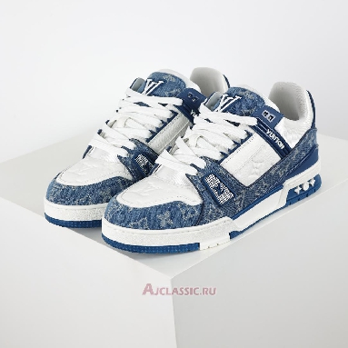 Buy Louis Vuitton LV Trainers Sneaker Blue White Monogram Denim Blue 1A9JGS-2 Quality Reps Replicas Shoes