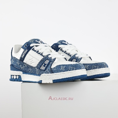 Buy Louis Vuitton LV Trainers Sneaker Blue White Monogram Denim Blue 1A9JGS-2 Quality Reps Replicas Shoes