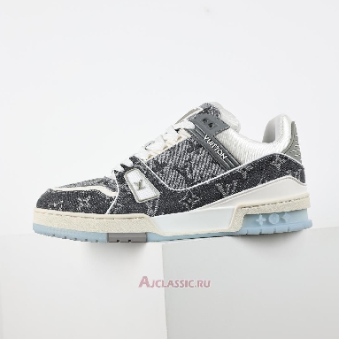 Buy Louis Vuitton LV Trainers Sneaker Grey White Monogram Denim Grey 1ADHIO Quality Reps Replicas Shoes