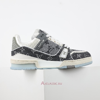 Buy Louis Vuitton LV Trainers Sneaker Grey White Monogram Denim Grey 1ADHIO Quality Reps Replicas Shoes