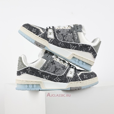 Buy Louis Vuitton LV Trainers Sneaker Grey White Monogram Denim Grey 1ADHIO Quality Reps Replicas Shoes