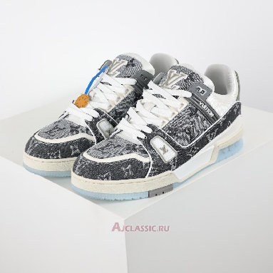 Buy Louis Vuitton LV Trainers Sneaker Grey White Monogram Denim Grey 1ADHIO Quality Reps Replicas Shoes