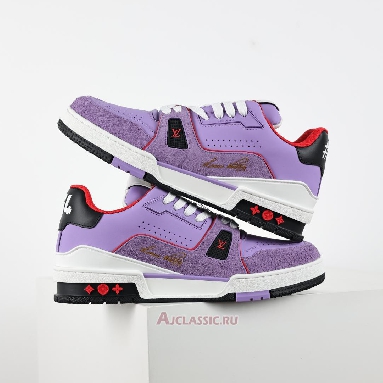 Buy Louis Vuitton LV Trainers Sneaker Purple Hairy Suede Purple 1ADHU7 Quality Reps Replicas Shoes