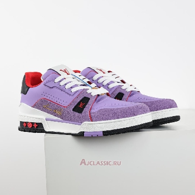 Buy Louis Vuitton LV Trainers Sneaker Purple Hairy Suede Purple 1ADHU7 Quality Reps Replicas Shoes