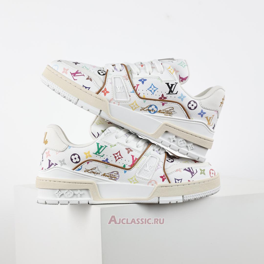 New Takashi Murakami x Louis Vuitton LV Trainers Sneaker "White Multicolored" 1AGZDF Shoes