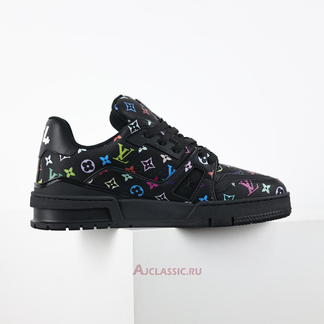 New Takashi Murakami x Louis Vuitton LV Trainers Sneaker "Black Multicolored" 1AHEKX Shoes