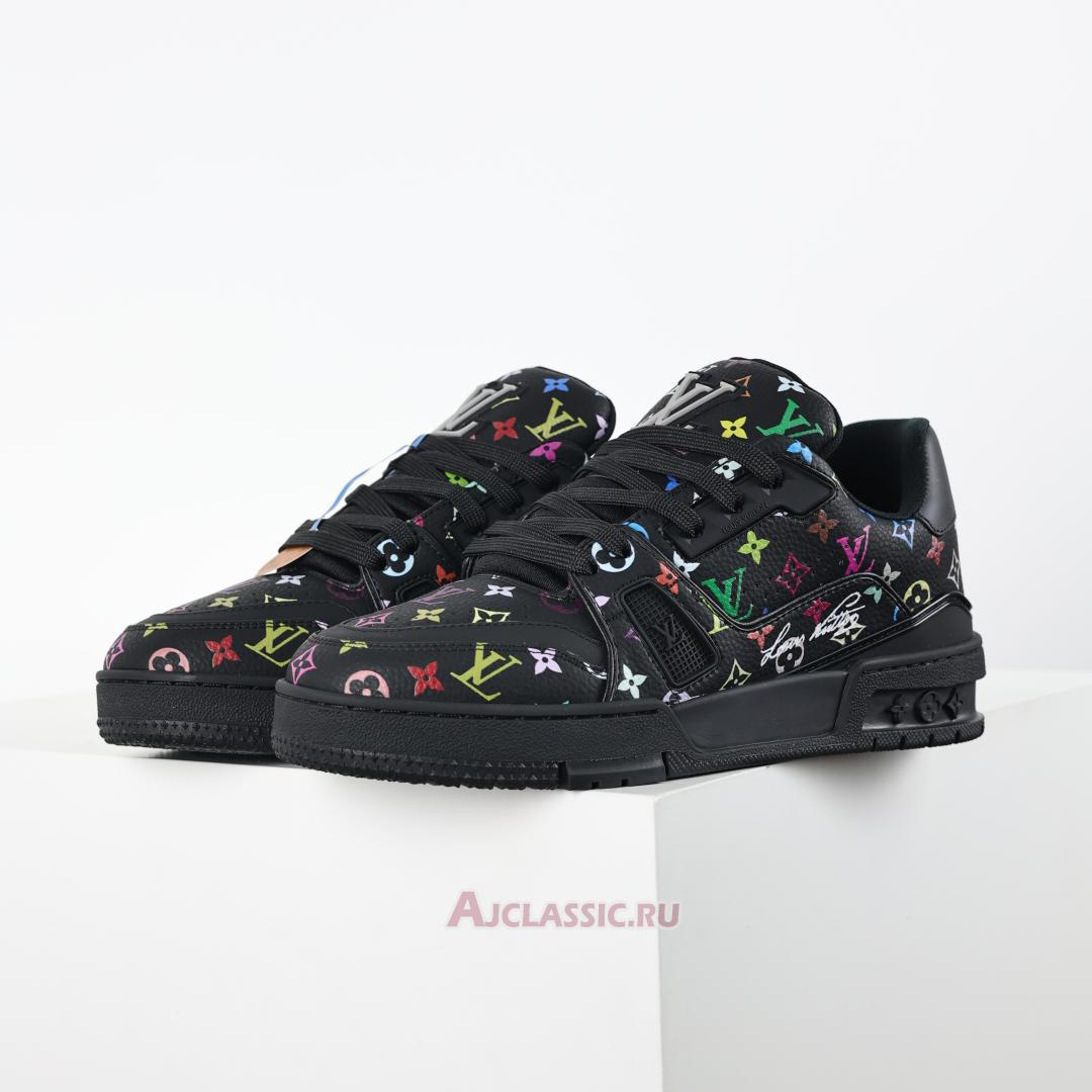 New Takashi Murakami x Louis Vuitton LV Trainers Sneaker "Black Multicolored" 1AHEKX Shoes