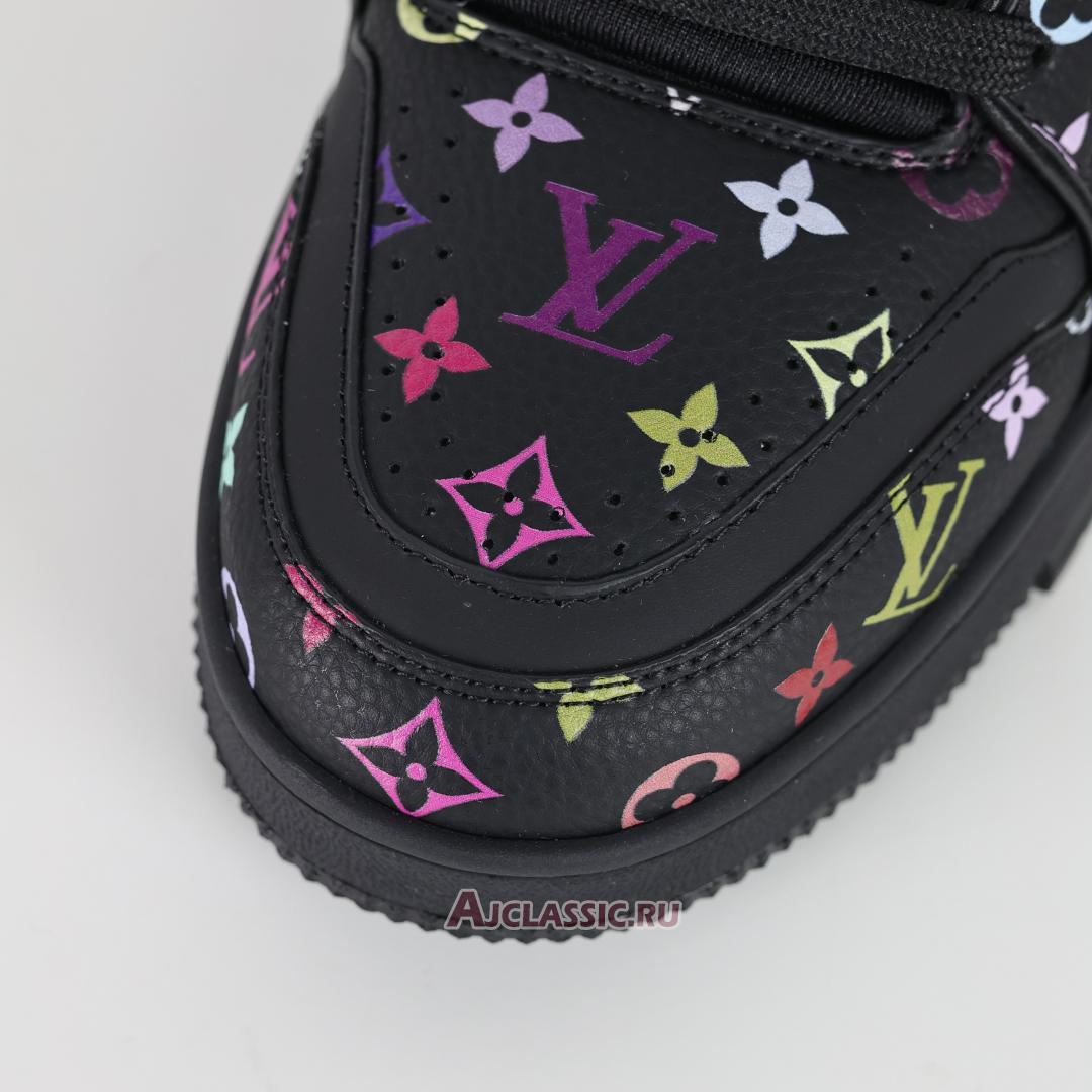 New Takashi Murakami x Louis Vuitton LV Trainers Sneaker "Black Multicolored" 1AHEKX Shoes