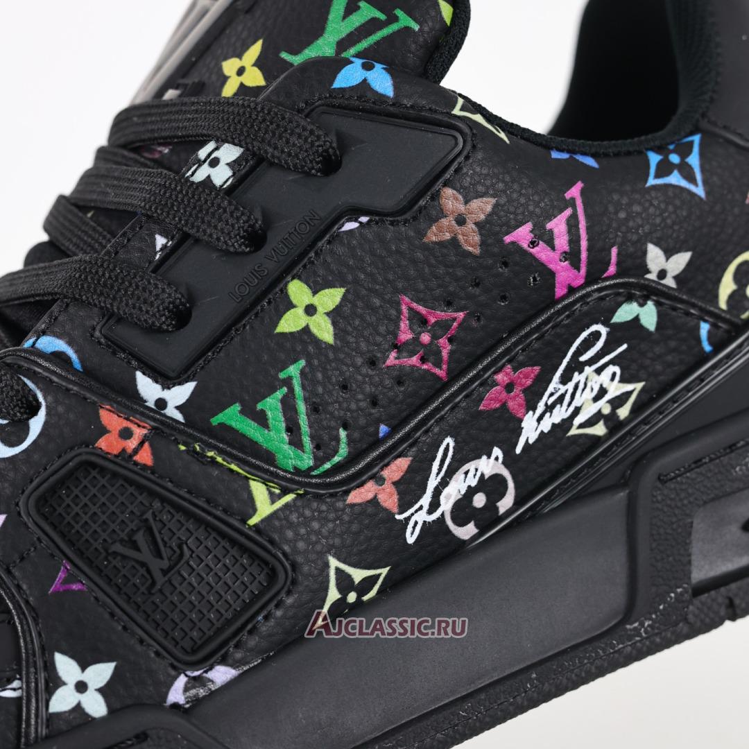 New Takashi Murakami x Louis Vuitton LV Trainers Sneaker "Black Multicolored" 1AHEKX Shoes