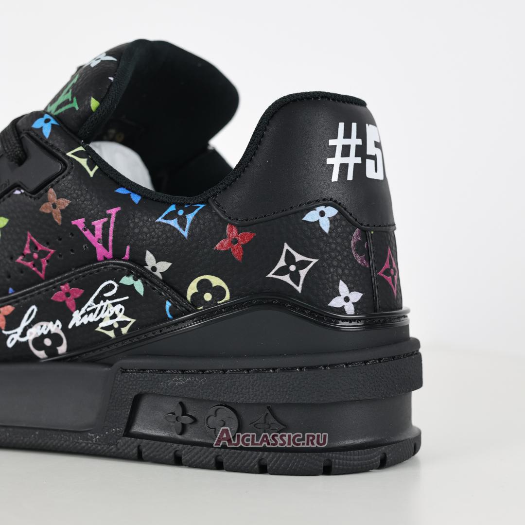 New Takashi Murakami x Louis Vuitton LV Trainers Sneaker "Black Multicolored" 1AHEKX Shoes