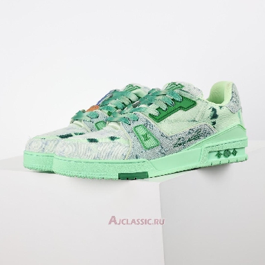 Buy Louis Vuitton LV Trainer Sneaker Green Bleached Monogram Denim Green 1ACVNW-2 Quality Reps Replicas Shoes