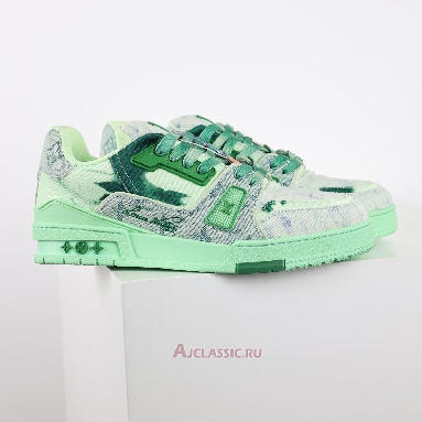 Buy Louis Vuitton LV Trainer Sneaker Green Bleached Monogram Denim Green 1ACVNW-2 Quality Reps Replicas Shoes