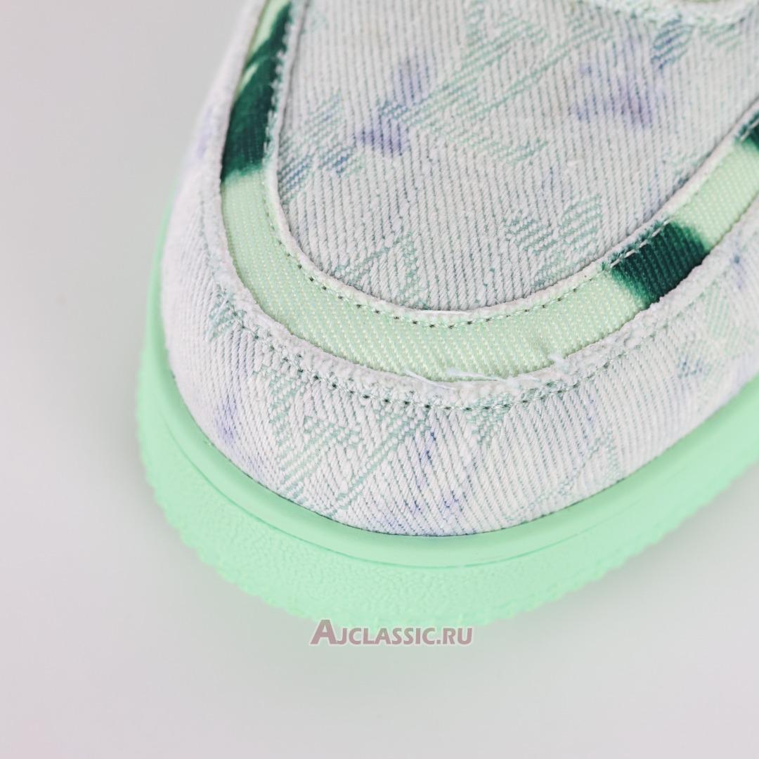 New Louis Vuitton LV Trainer Sneaker "Green Bleached Monogram Denim" 1ACVNW-2 Shoes