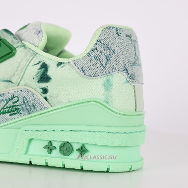 Buy Louis Vuitton LV Trainer Sneaker Green Bleached Monogram Denim Green 1ACVNW-2 Quality Reps Replicas Shoes