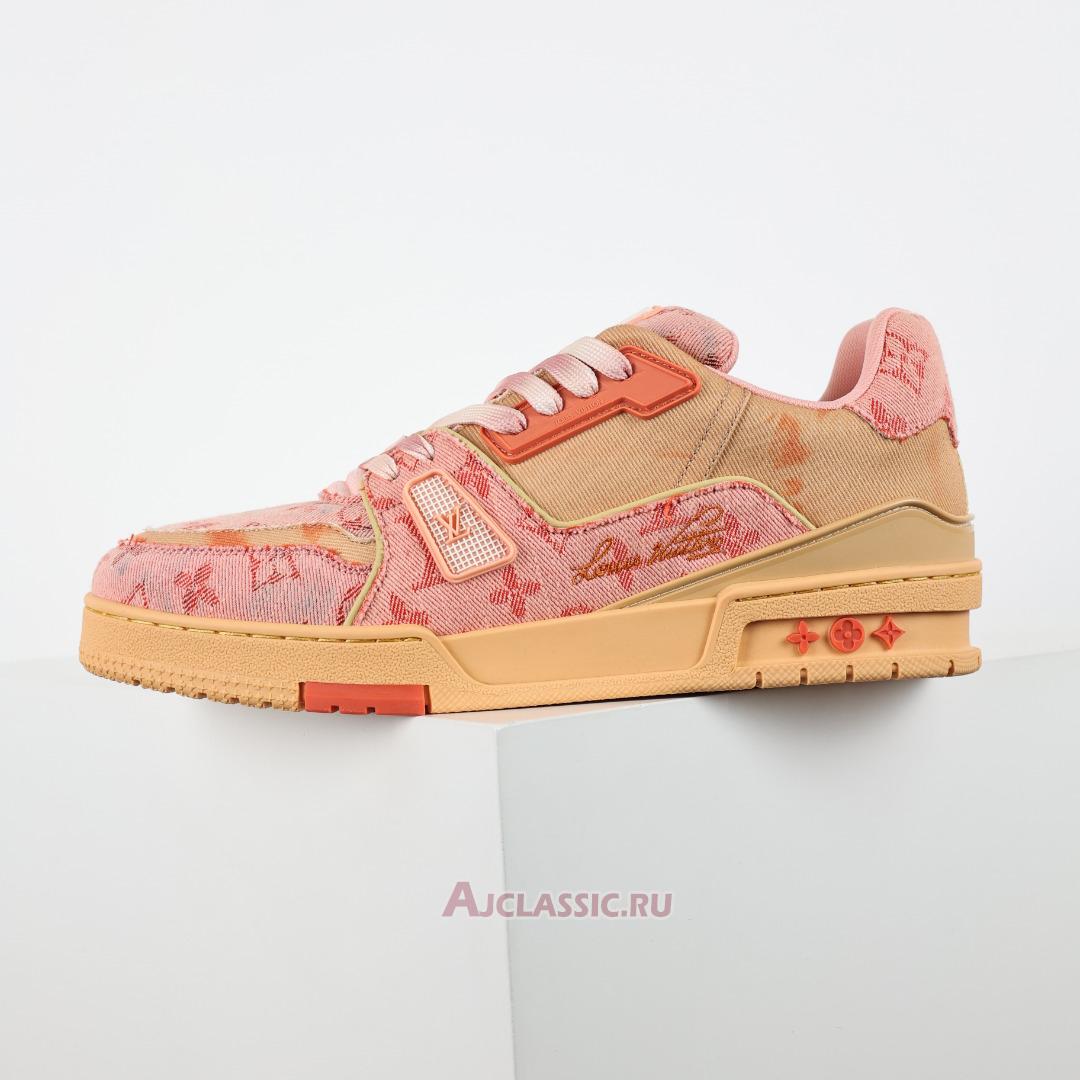 New Louis Vuitton LV Trainer Sneaker "Orange Bleached Monogram Denim" 1ACVMZ-2 Shoes