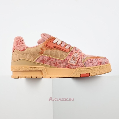 Buy Louis Vuitton LV Trainer Sneaker Orange Bleached Monogram Denim Orange 1ACVMZ-2 Quality Reps Replicas Shoes