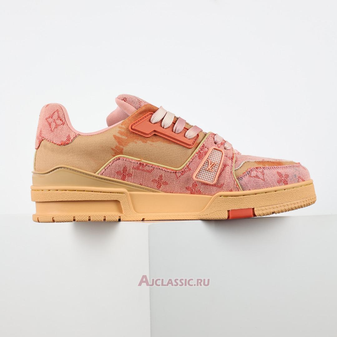 New Louis Vuitton LV Trainer Sneaker "Orange Bleached Monogram Denim" 1ACVMZ-2 Shoes