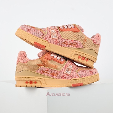 Buy Louis Vuitton LV Trainer Sneaker Orange Bleached Monogram Denim Orange 1ACVMZ-2 Quality Reps Replicas Shoes
