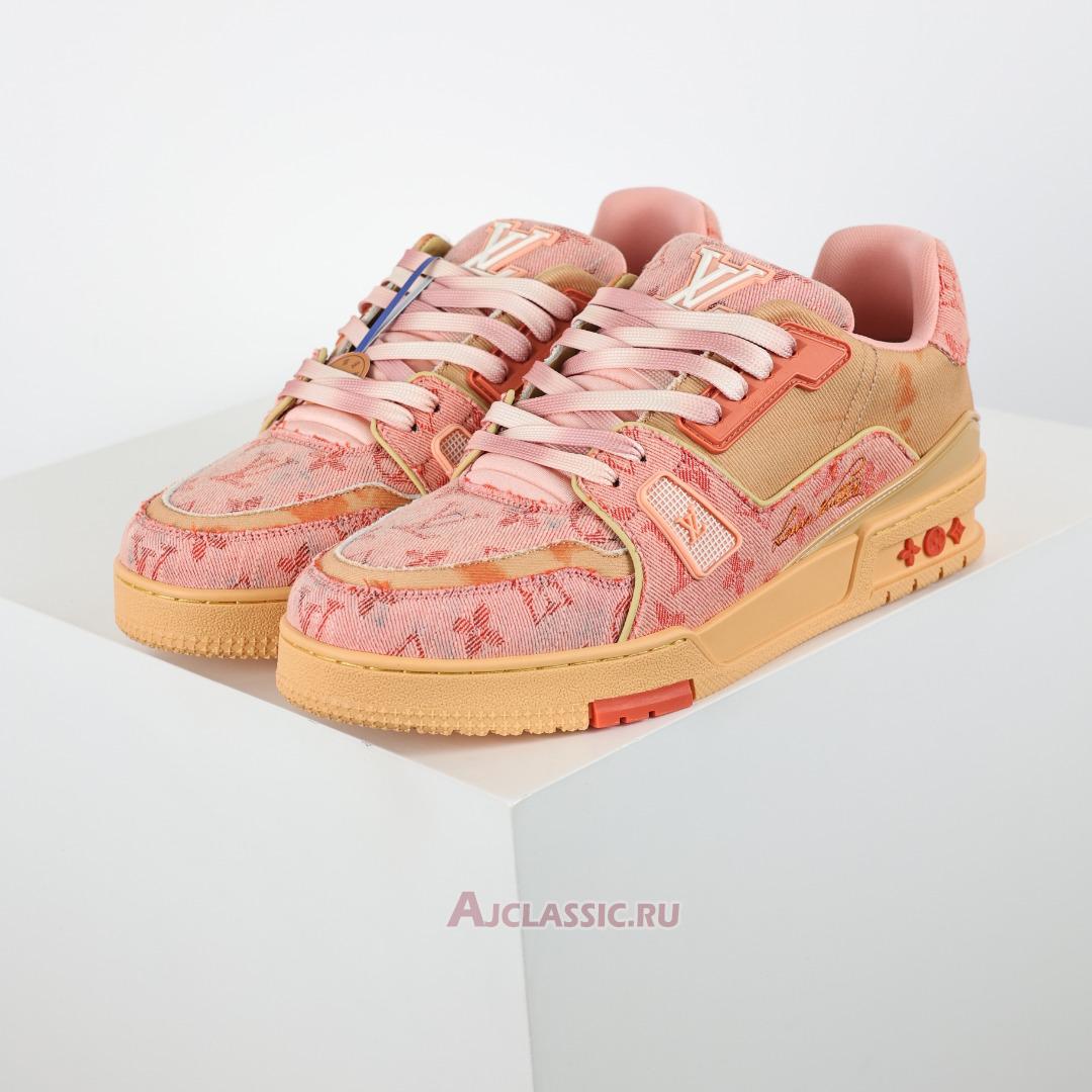 New Louis Vuitton LV Trainer Sneaker "Orange Bleached Monogram Denim" 1ACVMZ-2 Shoes