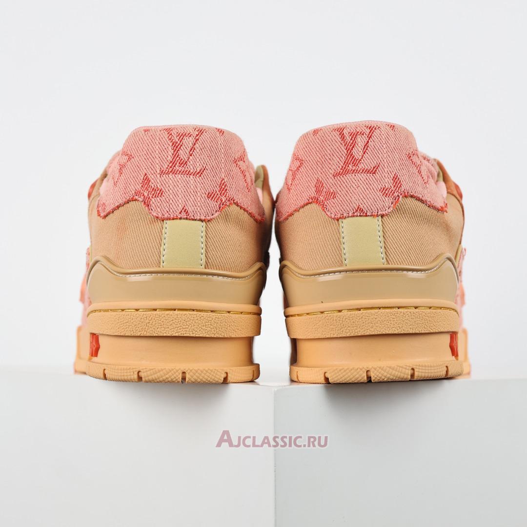 New Louis Vuitton LV Trainer Sneaker "Orange Bleached Monogram Denim" 1ACVMZ-2 Shoes