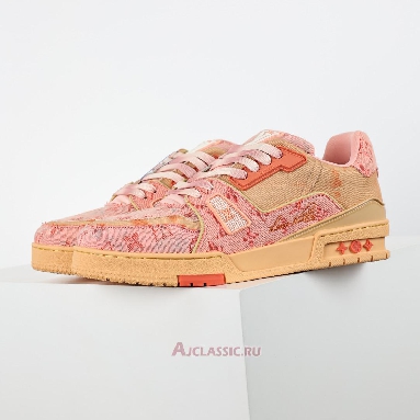 Buy Louis Vuitton LV Trainer Sneaker Orange Bleached Monogram Denim Orange 1ACVMZ-2 Quality Reps Replicas Shoes