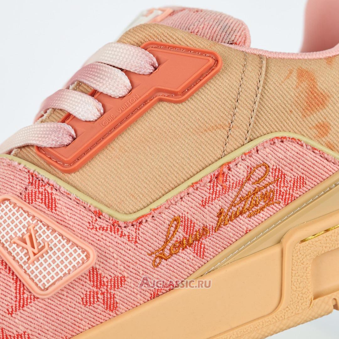 New Louis Vuitton LV Trainer Sneaker "Orange Bleached Monogram Denim" 1ACVMZ-2 Shoes