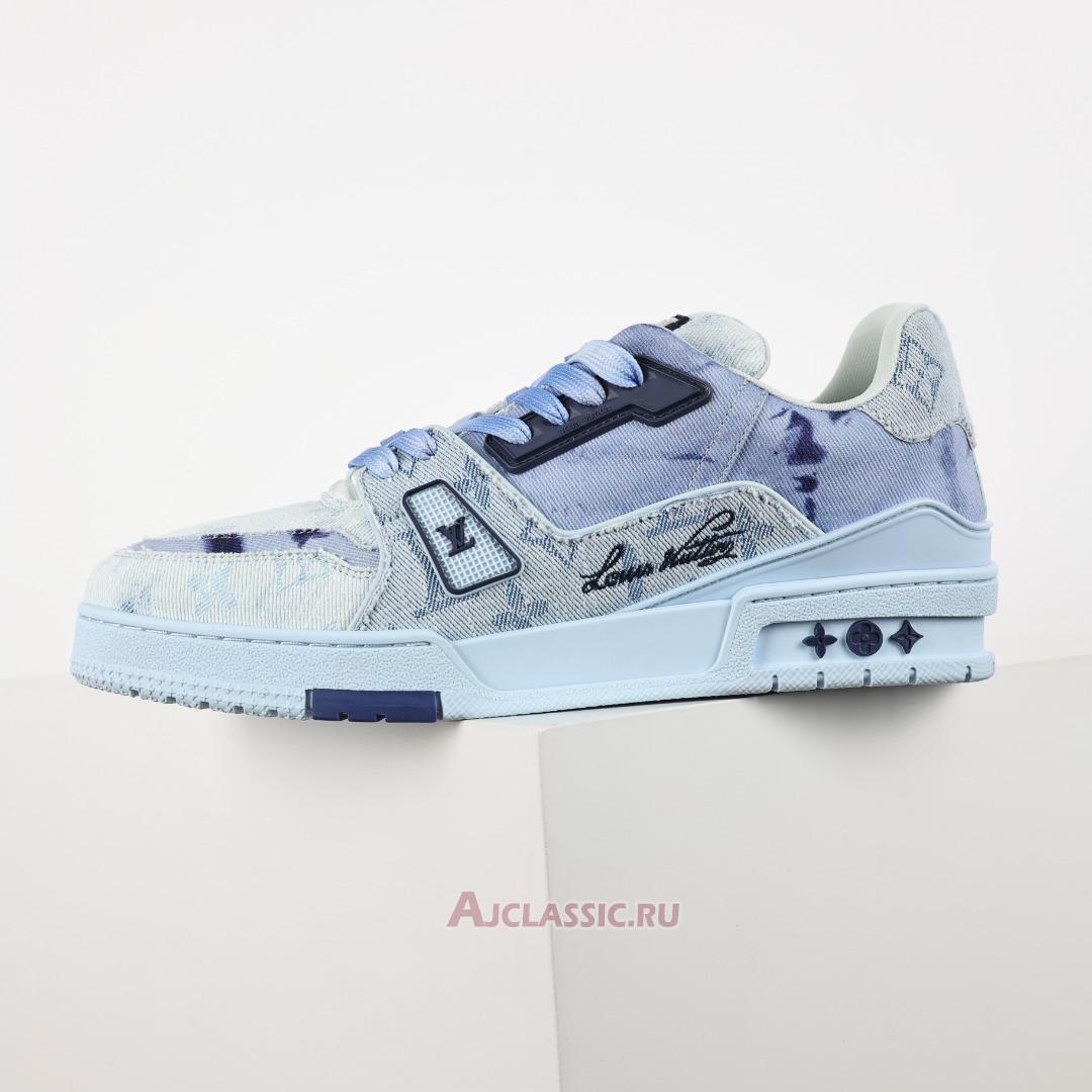 New Louis Vuitton LV Trainer Sneaker "Blue Bleached Monogram Denim" 1ACVNE-2 Shoes