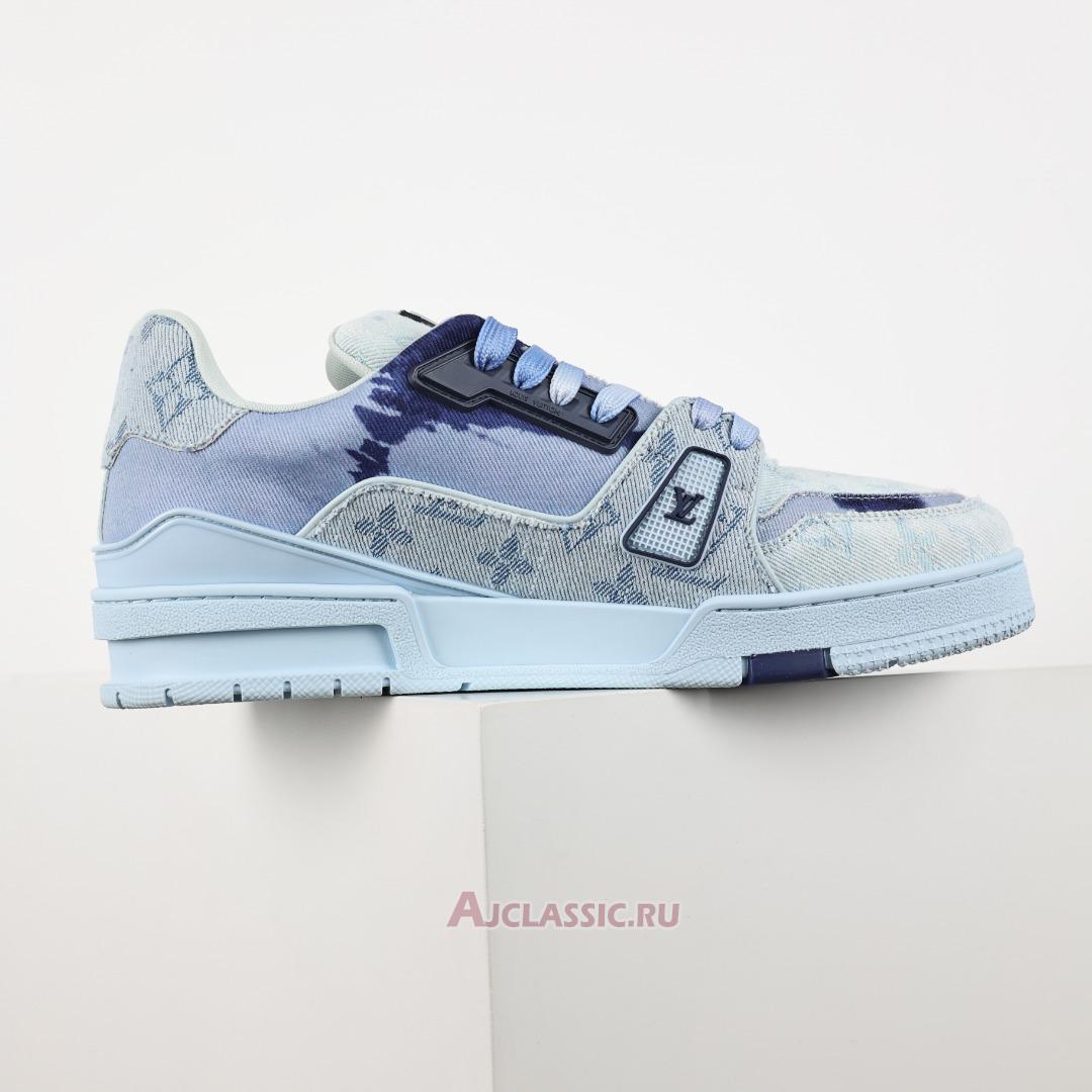 New Louis Vuitton LV Trainer Sneaker "Blue Bleached Monogram Denim" 1ACVNE-2 Shoes