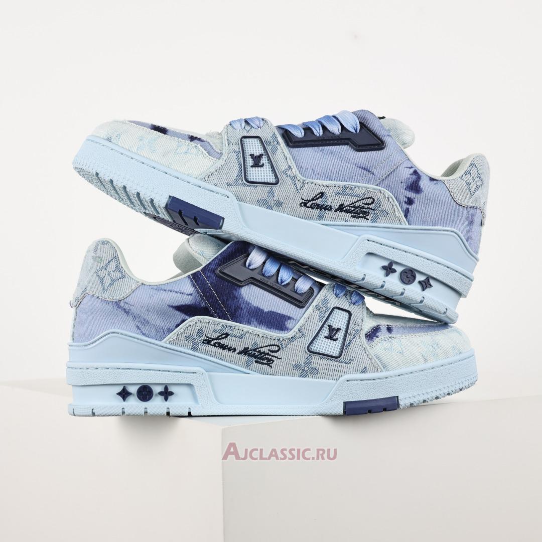 New Louis Vuitton LV Trainer Sneaker "Blue Bleached Monogram Denim" 1ACVNE-2 Shoes