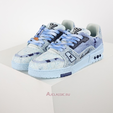 Buy Louis Vuitton LV Trainer Sneaker Blue Bleached Monogram Denim Blue 1ACVNE-2 Quality Reps Replicas Shoes