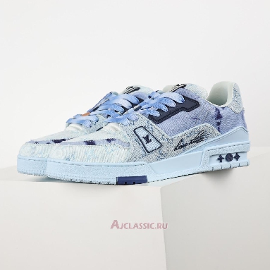 Buy Louis Vuitton LV Trainer Sneaker Blue Bleached Monogram Denim Blue 1ACVNE-2 Quality Reps Replicas Shoes