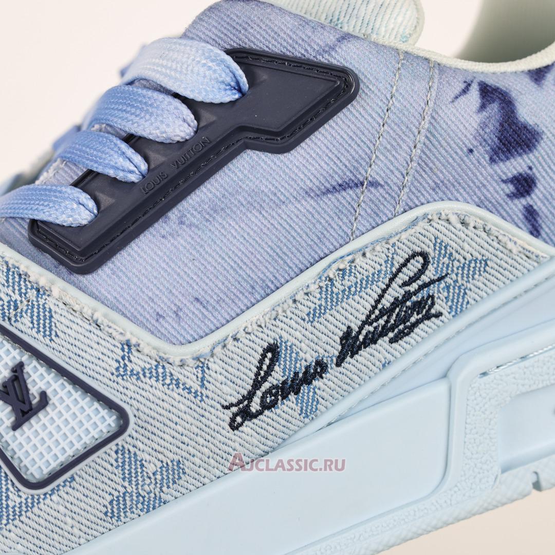New Louis Vuitton LV Trainer Sneaker "Blue Bleached Monogram Denim" 1ACVNE-2 Shoes