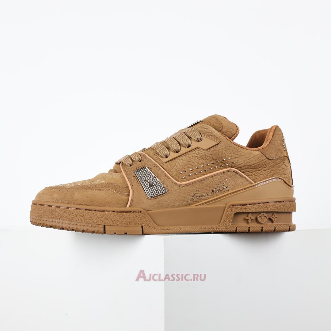 New Louis Vuitton LV Trainer Sneaker "Cognac Brown Gold" 1ADHB1 Shoes
