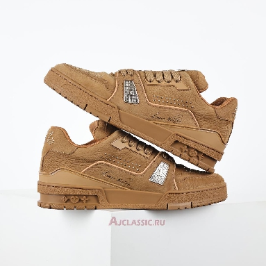 Buy Louis Vuitton LV Trainer Sneaker Cognac Brown Gold Brown 1ADHB1 Quality Reps Replicas Shoes