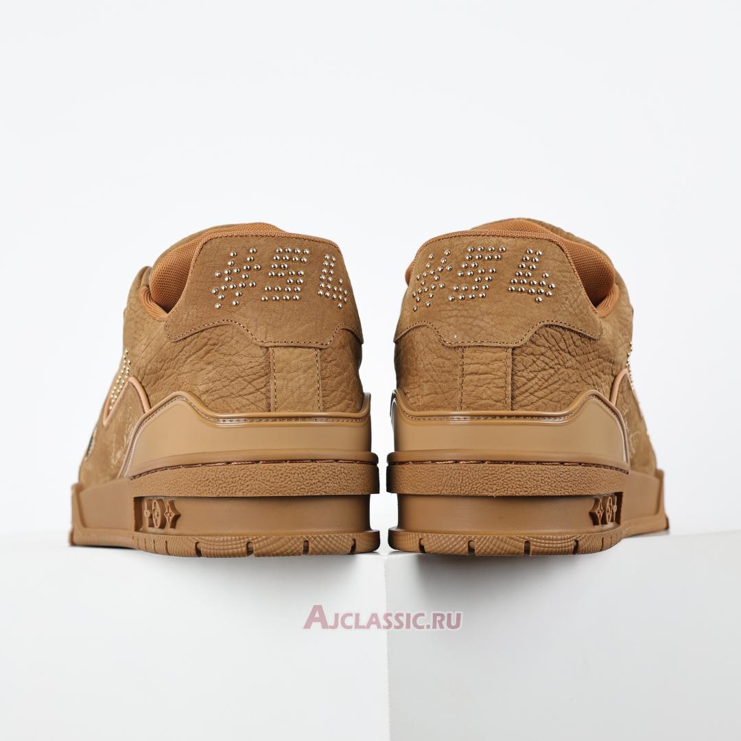 New Louis Vuitton LV Trainer Sneaker "Cognac Brown Gold" 1ADHB1 Shoes